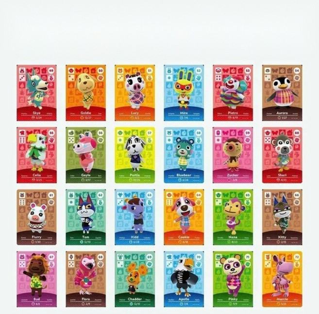 젤다 아미보 카드 파이어 엠블렘 NS 스위치 NFC 카드 태그, 24장 동물의 숲 미니 A