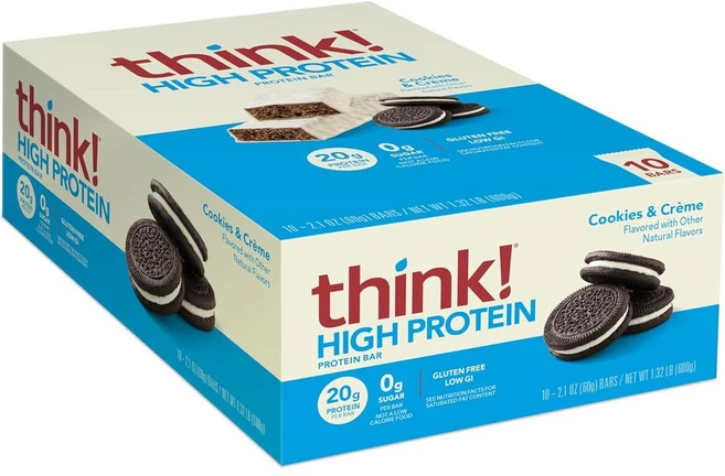 think Protein Bars Cookies and Creme 씽크 프로틴 바 쿠키 앤 크렘, 10개, 60g - 쿠팡
