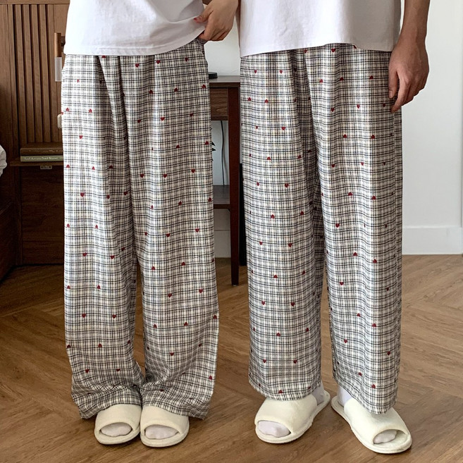 남여공용 러블리 체크 파자마 잠옷바지