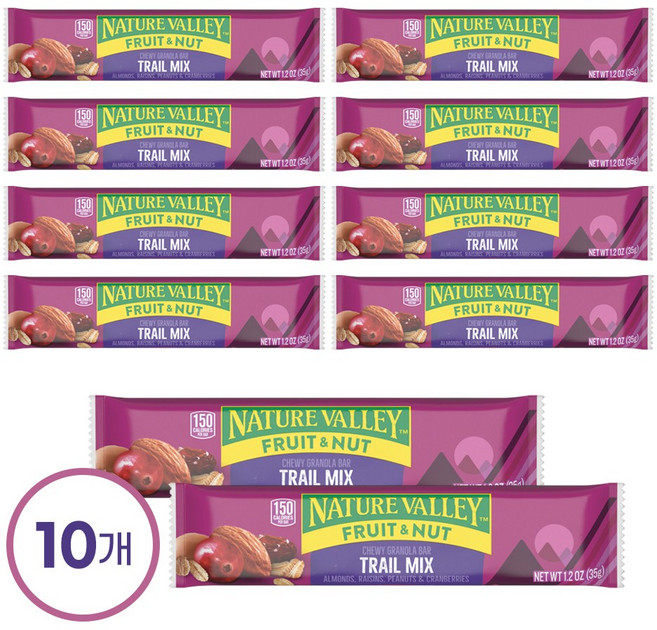 네이처밸리 트레일믹스 과일견과 그래놀라바 영양 간식, 35g, 10세트