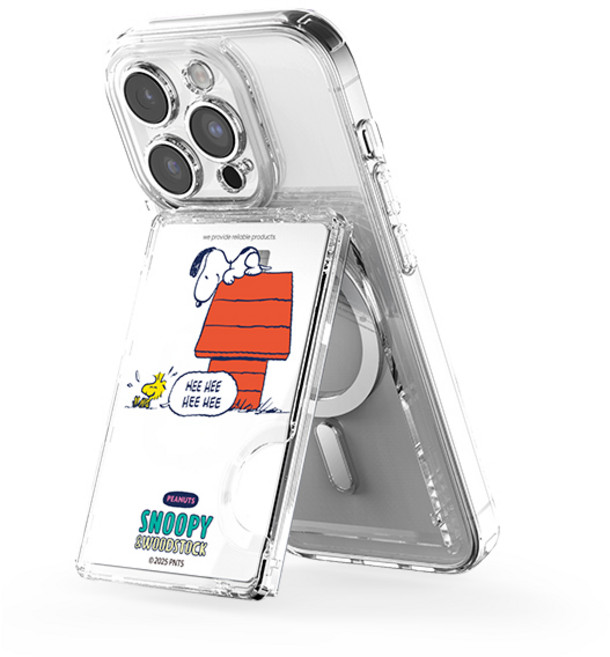 스누피 투명 마그네틱 멀티 스탠드 카드지갑 (맥세이프 호환), 1개, 피크닉_스누피&우드스탁