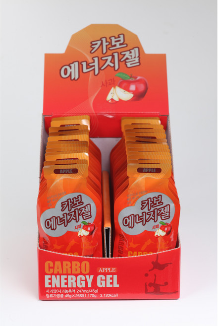 카보에너지젤 26포 마라톤 자전거 그란폰도 철인3종 트레일러닝 에너지젤 파워젤 사과맛, 45g, 26개