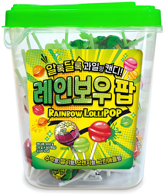 레인보우 팝 막대사탕 60p, 900g, 1개
