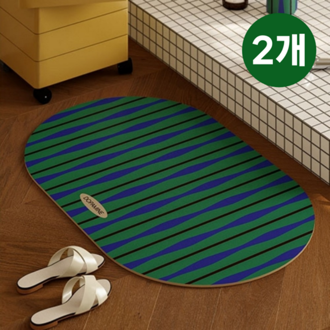 조이제이 빨아쓰는 화장실 욕실매트 규조토 발매트, 2개, 포레스트그린
