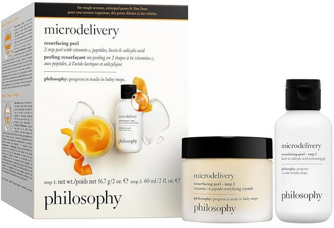 Philosophy microdelivery 비타민 C 재포장 필 키트 - 젖산 및 해바라기 씨 오일 포함 거친 질감을 매끄럽고 균일한 피부 톤을 만들고 잔주름을 최소화하기 위, 1개, 60ml