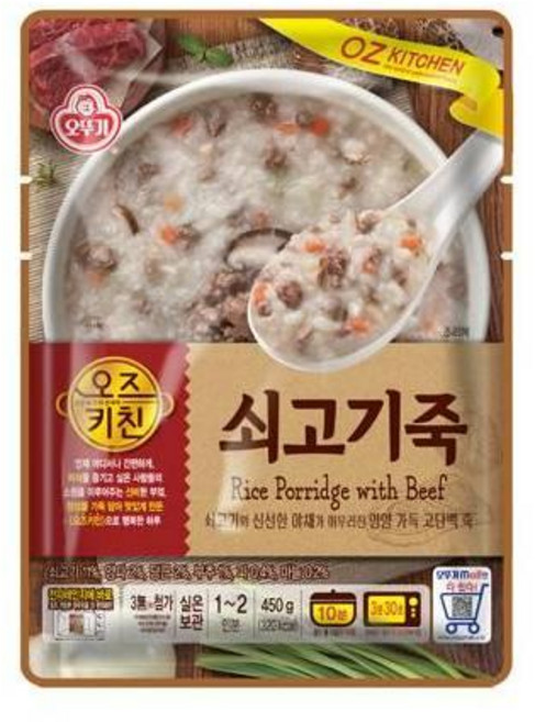 오뚜기 오즈키친 쇠고기죽 18개입 1세트, 450g, 7개