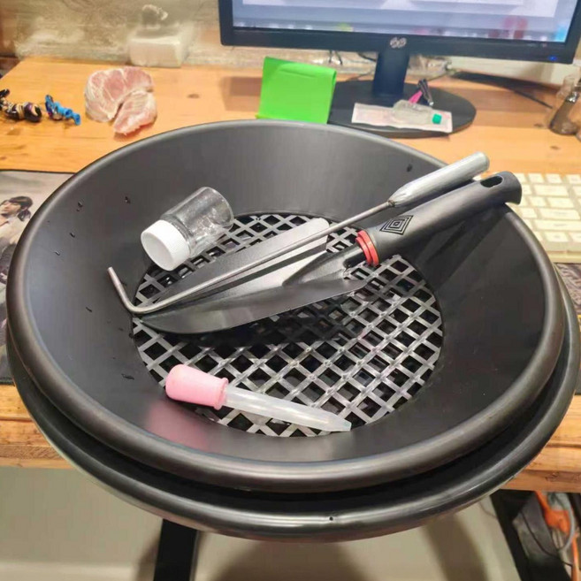 패닝 접시 사금 채취 도구 선별기, 블랙 5종 세트+블랙 체, 기본 모델명/품번