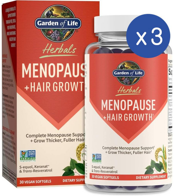 가든오브라이프 허벌 메노포즈 헤어그로스 소프트젤 Garden of Life Herbals Menopause, 30정, 3개