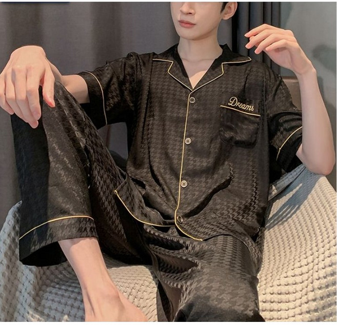 서진맘 남성 캐주얼 카라넥 아이스 실크 잠옷세트