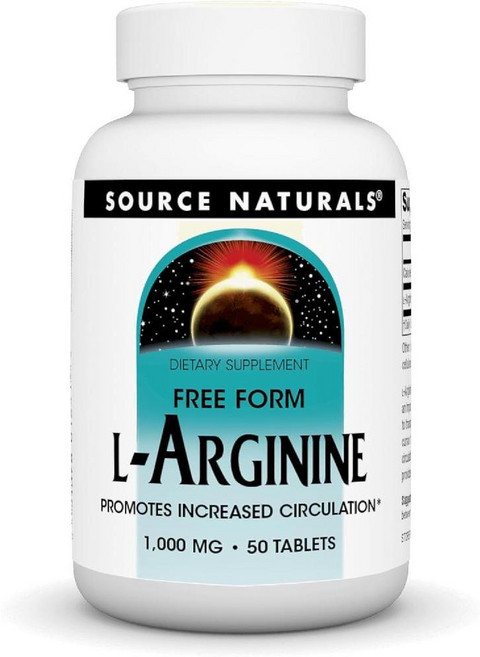 Source Naturals L-아르기닌 액량 증가 촉진 자유 형태 1000 mg 50 정, 1개, 50정
