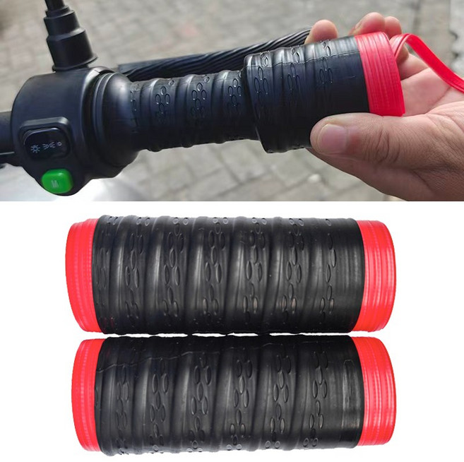 SEAMETAL 오토바이 핸들그립 커버 / 브레이크 커버 실리콘 커버 빠른 설치, 2개, 핸들그립커버 (블랙 나선 무늬)