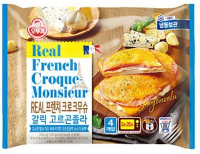 [캠핑맛집]리얼 프렌치 크로크무슈 갈릭고르곤졸라 (130Gx4) 간편식 즐거운식사 따뜻한 한끼 오뚜기 겨울식재료 1세트, 7개, 130g