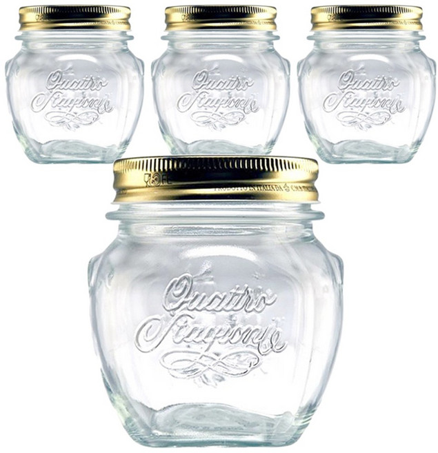 보르미올리 콰트로 스타지오니 자 유리저장병 앙포라, 300ml, 4개