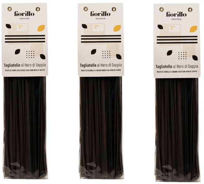 파스티피치오 피오릴로 오징어 먹물 탈리아텔레 파스타 수제 100 %이탈리아 듀럼밀 세몰리나 Tagliatelle ink seppia Pasta Pastificio Fiorillo, 500g, 3개