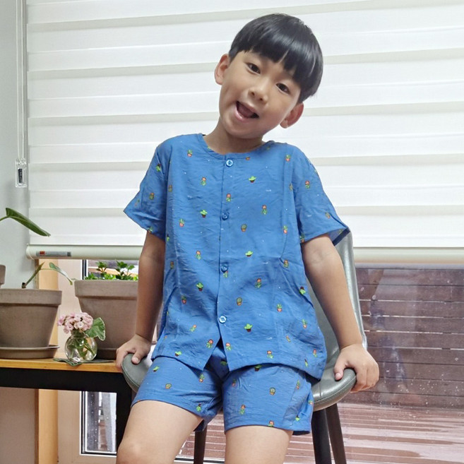 SS 폭스 풍경인견 반팔 오픈 잠옷세트 남아동용