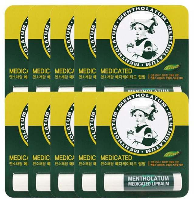 멘소래담 메디케이티드 립밤, 내추럴 멘톨, 3.5g, 10개