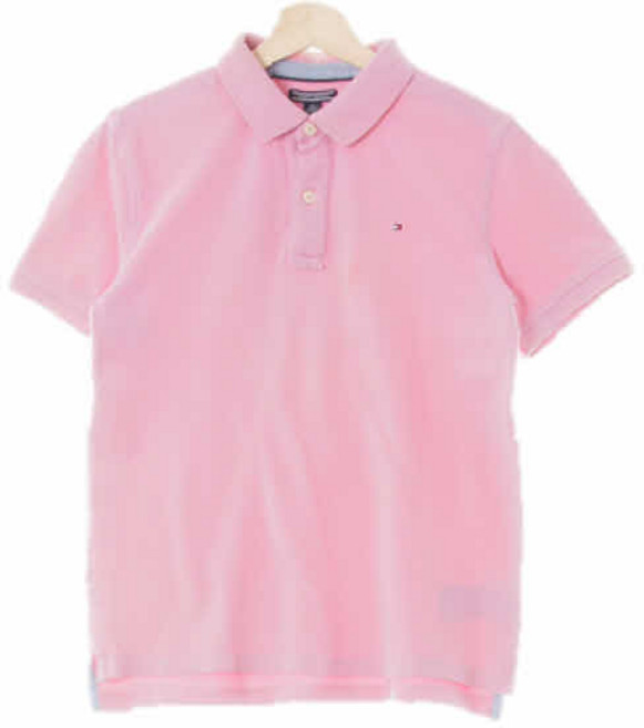 2311 토미힐피거 핑크 면 스몰배치로고카라반팔티 [164]