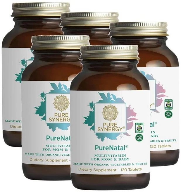 퓨어시너지 퓨어나탈 프레나탈 임산부 멀티비타민 PURE SYNERGY PureNatal Prenatal Vitamin, 5개, 120정 - 쿠팡