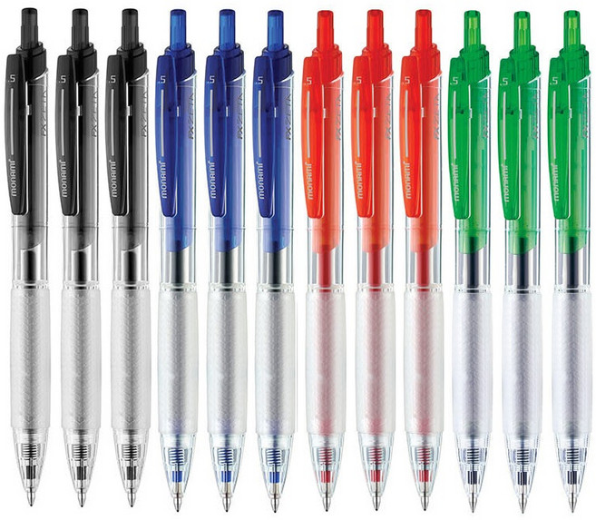 모나미 FX ZETA 제타 혼합 12자루, 1세트, 블랙3+블루3+레드3+그린3