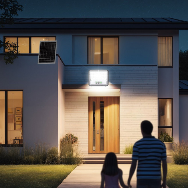 태양광 1700루멘 투광등 센서등 가로등 태양열 정원등 투광기 조명등 야외 LED 전등 와이드형, 흰빛