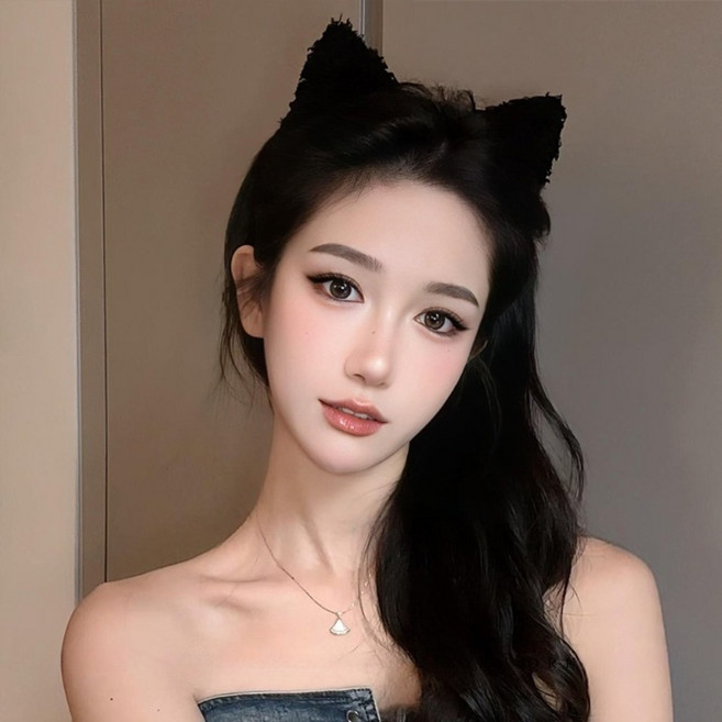 가을 겨울 귀여운 고양이 귀 머리띠 세수 화장 헤어밴드