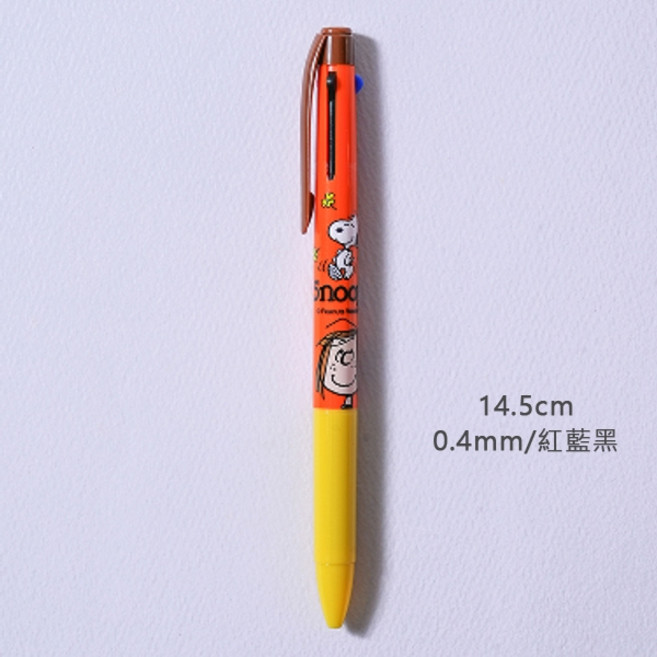 韓國大創Daiso史努比文具系列： 韓國製正版授權 多款可選, 1個, 三色筆0.4mm, Multi-color
