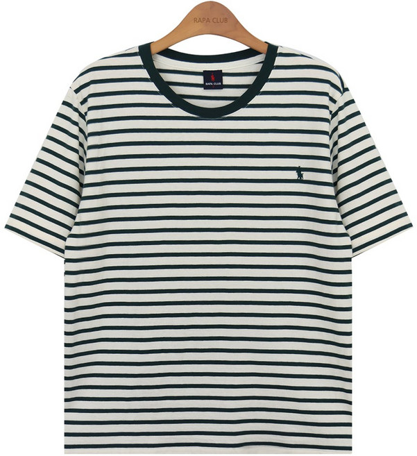 라파클럽 여성 스트라이프 반팔 라운드 티셔츠