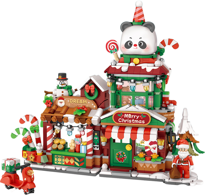 LOZ 미니블럭 나노블럭 크리스마스 시즌 스토어 신상품, 팬더 산타 드림샵, 1개