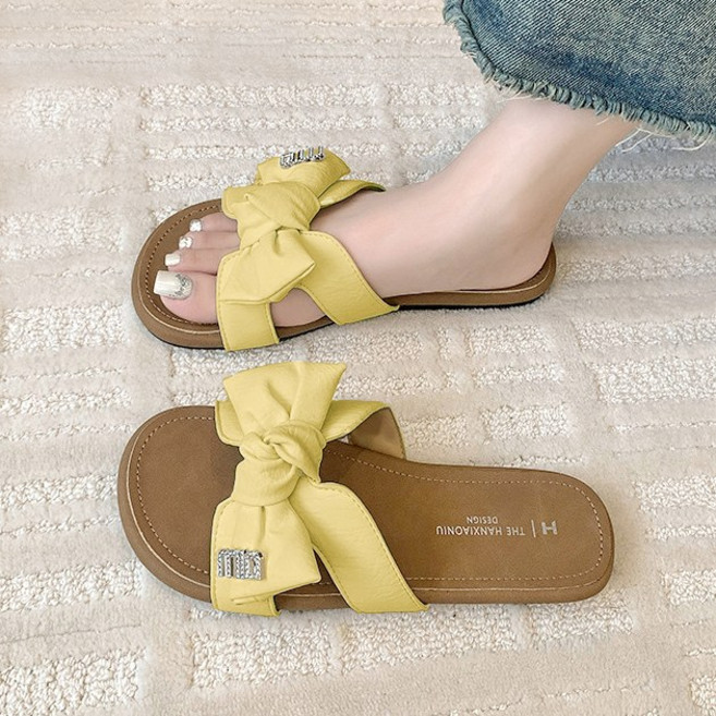 Modern Fashion 여성 귀여운 리본 샌들 발편한 플랫 슬리퍼 F45