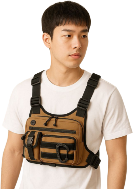 492팩토리 멀티 포켓 다용도 배달 라이더 조끼, 베이지