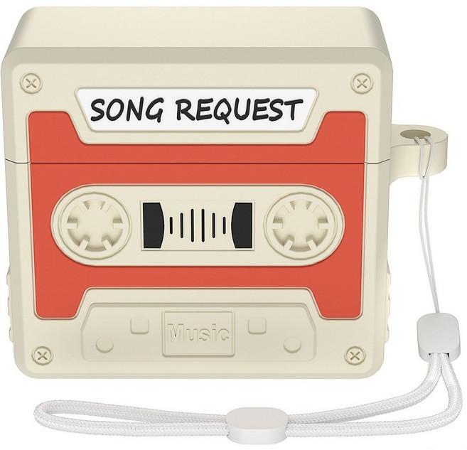 AYOUOK 적용 에어팟4 케이스 분실방지 휴대용 빈티지 테이프 케이스 HJAPDS4CD02, 1개, 오렌지, AirPods4