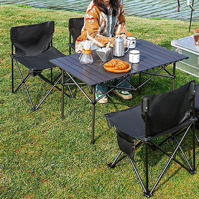 엣지캠프 캠핑의자 접이식 계란말이 캠핑 테이블 의자세트 휴대용 캠핑 경량테이블 캠핑테이블, 1세트, 의자4개+테이블(120cm)