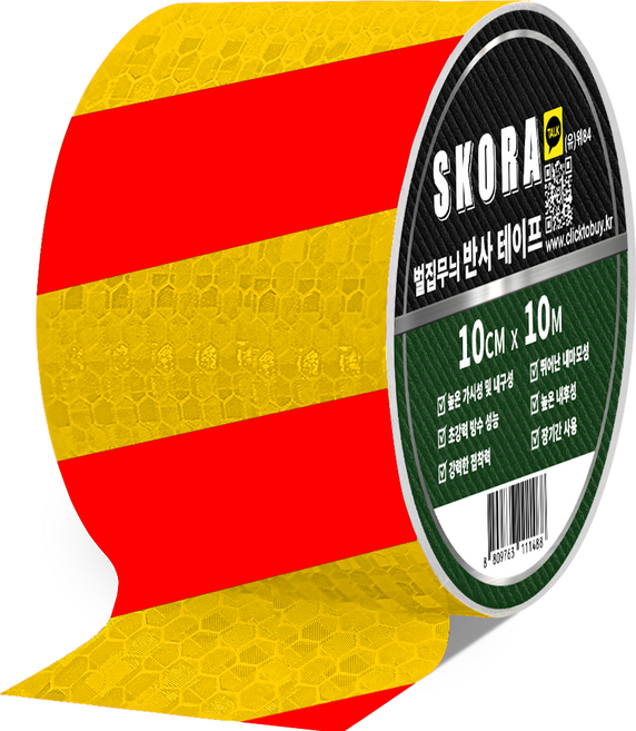 스코라 반사 테이프, 1개, 옐로우레드