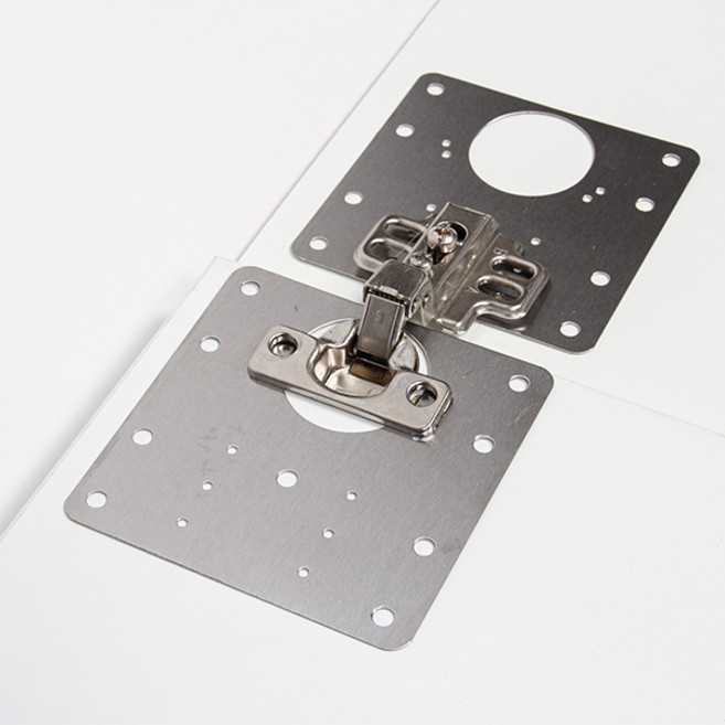 스텐 사각 경첩 보강판(전용나사 6개포함)/가구 싱크대 도어 힌지 보수 수리 플레이트, 1세트