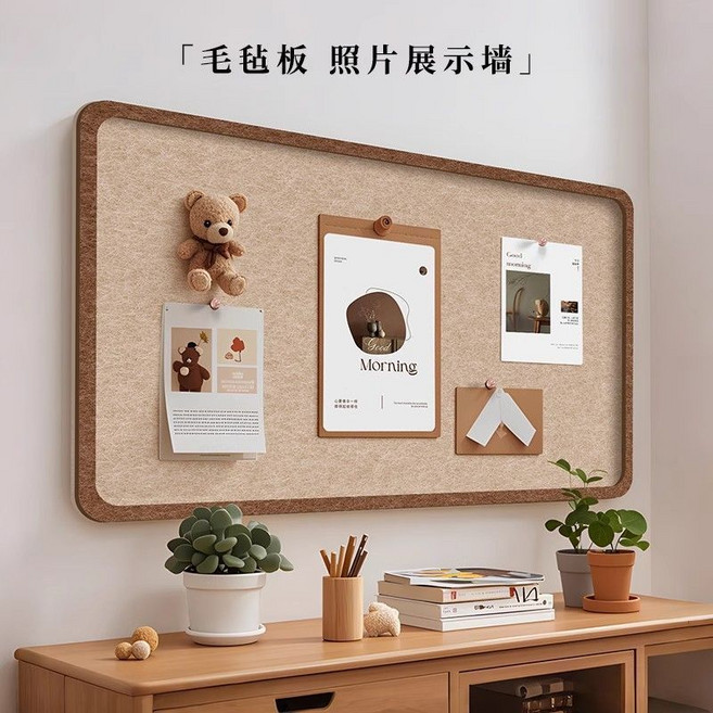 高級感羊毛氈 毛氈板 牆貼 照片牆 背景板, 1個, 黑色框 白色板 60 x 80cm