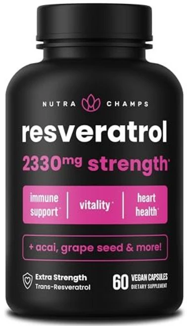 뉴트라챔프스 레스베라트롤 보충제 건강한 지원을 위한 엑스 NutraChamps Resveratrol Supplement Extra Strength Formula for Hea, 60정, 1개 - 쿠팡