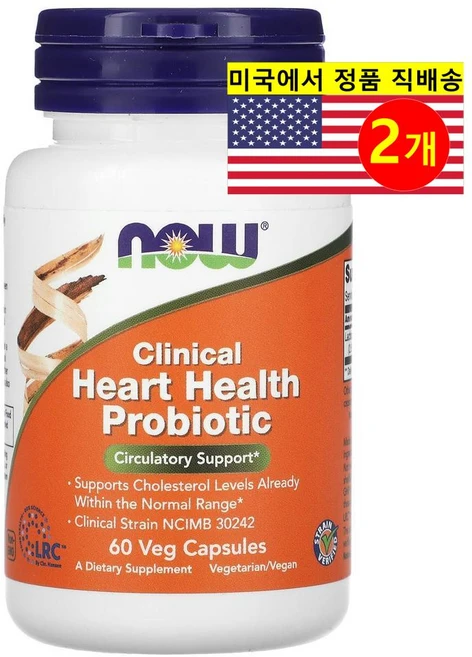 2통 나우푸드 크리니컬 하트 헬스 프로바이오틱 유산균 락토바실러스 루테리 베지캡슐 60정, 2팩 - 쿠팡