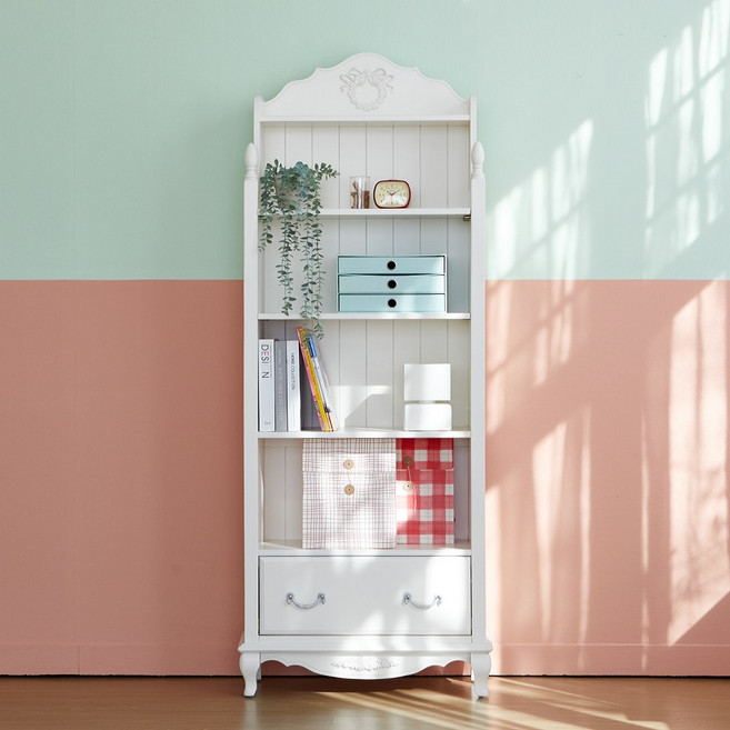 베스트리빙 퀸앤 화이트 엔틱 원목 책장 책꽃이 엔틱가구, 5단