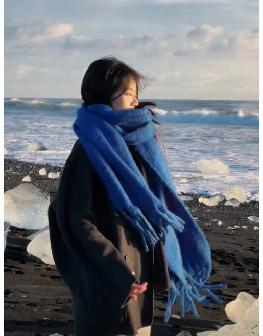 美拉德風 仿羊絨 格子 圍巾女 秋冬季 加厚保暖 披肩兩用 學生圍脖