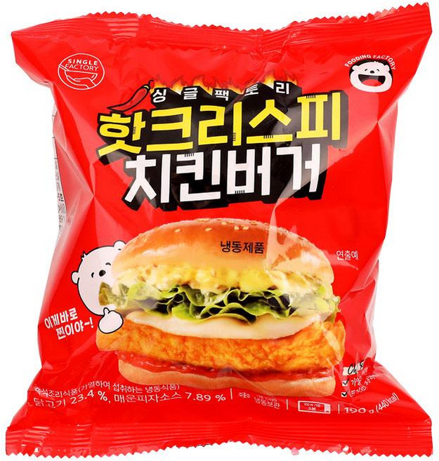 원하프핫크리스피치킨버거 190G더나음, 1개, 190g