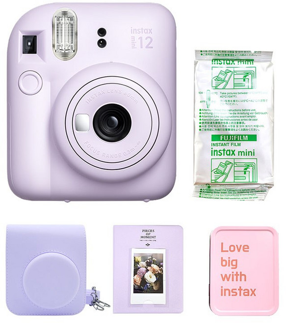 인스탁스 미니12 즉석카메라+미니필름 10장+전용가방+악세사리 세트, mini 12(라일락퍼플), 1세트