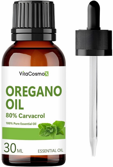VitaCosmoX 천연 오레가노 오일 30ml 100% 원액 카바크롤 Carvacrol 80% 함유, 1개