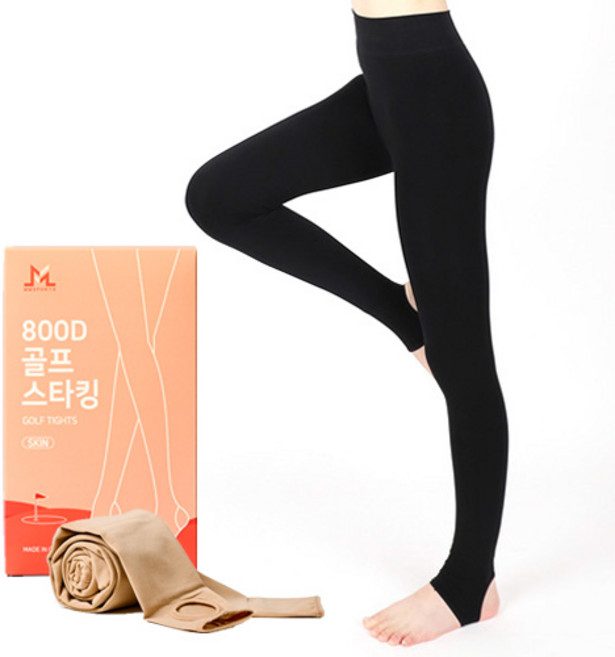 여성 따뜻한 기모 800D 골프 스타킹 압박 레깅스 (3가지 스킨 색상), 블랙, 1개