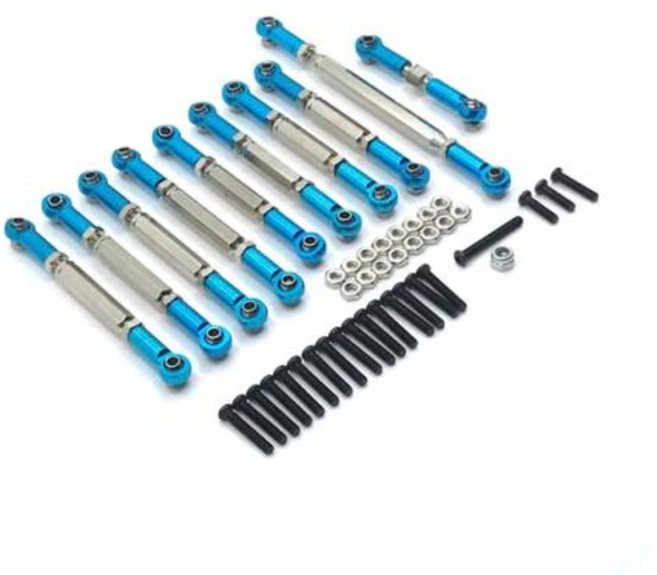 RC카 자동차 메탈 풀 로드 스티어링 링크 세트 부품 MN D90 D91 D96 D99S MN99S MN90 1/12 WPL C14 C24 1/16 RC 업그레이드 액세서리, 15) Blue for WPL