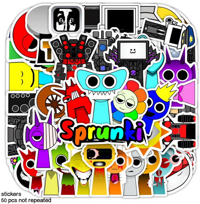 복[WL]스프런키 sprunki 방수 만화 어린이 스티커, 52종