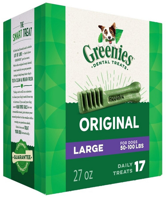 健綠 Greenies 潔牙骨 原味 大型犬專用 27oz 17支裝 VOHC認證, 1個, 17支盒裝-22kg以上犬,請下單2盒(限超取免運)