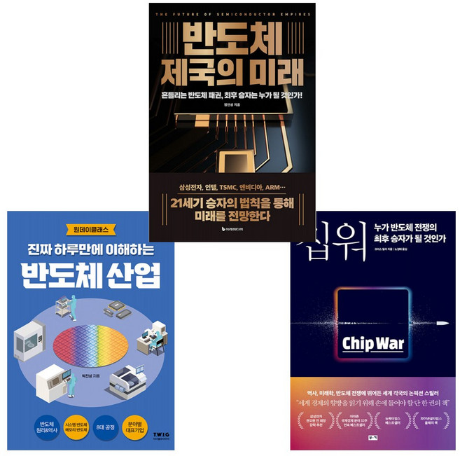 (반도체) 진짜 하루만에 이해하는 반도체 산업 + 칩 워 + 반도체 제국의 미래 (전3권) -반도체