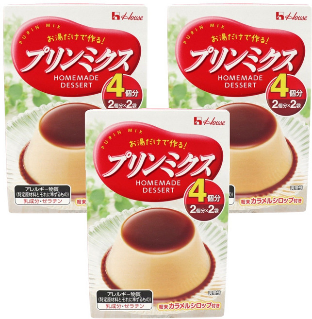 하우스푸즈 푸딩믹스 2개입 74g, 3개, 2인분푸딩재료2개+분말캐러멜시럽2개