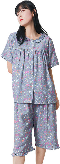 폭스 풍경인견 반팔 7부 오픈 잠옷세트 E6 여성용