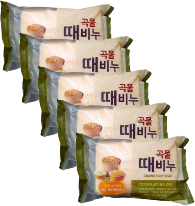 감동 곡물 때비누 샤워비누 목욕비누 향수때비누, 5개입